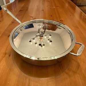 All-Clad Tri-Ply Stainless Steel Large Saute Pan with Lid, 5 Quart